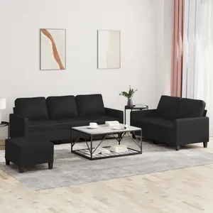 vidaXL Ensemble de canapés 3 pcs avec coussins Noir Similicuir pas cher