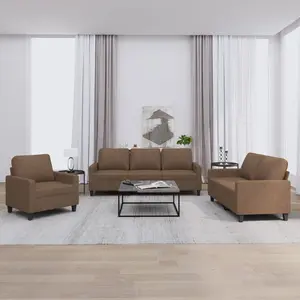 vidaXL Ensemble de canapés 3 pcs avec coussins Marron Tissu pas cher