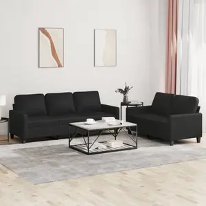 vidaXL Ensemble de canapés 2 pcs avec coussins Noir Similicuir pas cher
