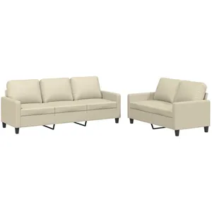 vidaXL Ensemble de canapés 2 pcs avec coussins Crème Similicuir pas cher