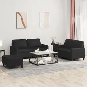 vidaXL Ensemble de canapés 3 pcs avec coussins Noir Similicuir pas cher
