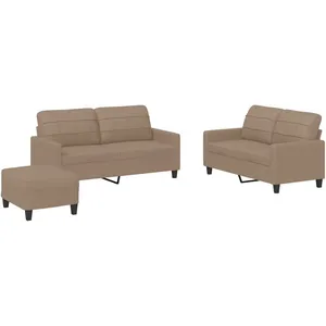 vidaXL Ensemble de canapés 3 pcs avec coussins Cappuccino Similicuir pas cher