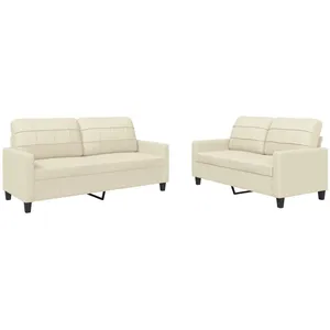 vidaXL Ensemble de canapés 2 pcs avec coussins Crème Similicuir