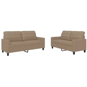vidaXL Ensemble de canapés 2 pcs avec coussins Cappuccino Similicuir pas cher