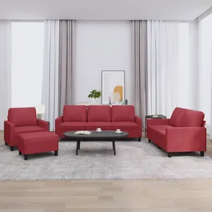 vidaXL Ensemble de canapés 4 pcs et coussins Rouge bordeaux Similicuir pas cher