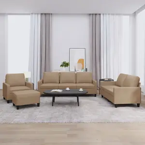 vidaXL Ensemble de canapés 4 pcs avec coussins Cappuccino Similicuir pas cher