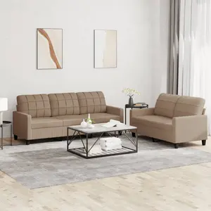 vidaXL Ensemble de canapés 2 pcs avec coussins Cappuccino Similicuir pas cher