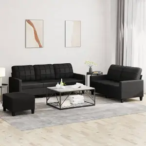 vidaXL Vidaxl Ensemble De Canapés 3 Pcs Avec Coussins Noir Similicuir pas cher