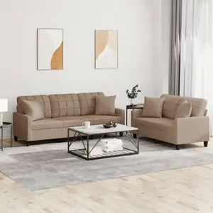 vidaXL Ensemble de canapés 2 pcs avec coussins cappuccino similicuir pas cher