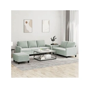 vidaXL Ensemble de canapés 3 pcs avec coussins Gris clair Velours pas cher
