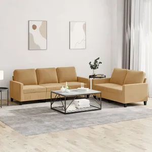 vidaXL Ensemble de canapés 2 pcs avec coussins Marron Velours pas cher