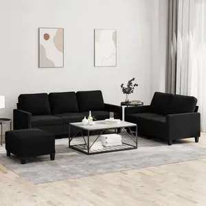 vidaXL Ensemble de canapés 3 pcs avec coussins Noir Velours pas cher