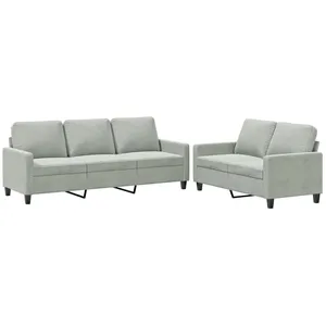 vidaXL Ensemble de canapés 2 pcs avec coussins Gris clair Velours