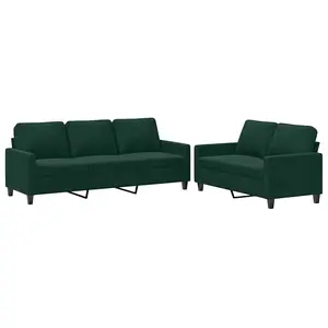 vidaXL Ensemble de canapés 2 pcs avec coussins Vert foncé Velours pas cher