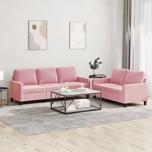 vidaXL Vidaxl Ensemble De Canapés 2 Pcs Avec Coussins Rose Velours pas cher