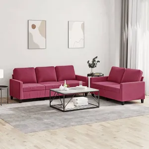vidaXL Ensemble de canapés 2 pcs avec coussins Rouge bordeaux Velours pas cher