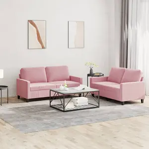 vidaXL Ensemble de canapés 2 pcs avec coussins Rose Velours pas cher