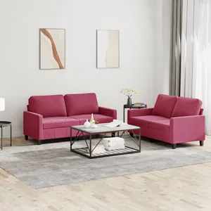 vidaXL Ensemble de canapés 2 pcs avec coussins Rouge bordeaux Velours pas cher