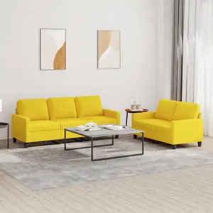 vidaXL Ensemble de canapés 2 pcs avec coussins Jaune clair Tissu pas cher