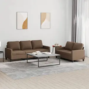 vidaXL Ensemble de canapés 2 pcs avec coussins Marron Tissu pas cher