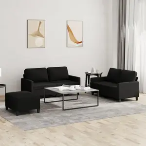 vidaXL Ensemble de canapés 3 pcs avec coussins Noir Tissu pas cher