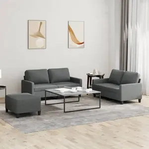 vidaXL Ensemble de canapés 3 pcs avec coussins Gris foncé Tissu pas cher
