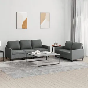 vidaXL Ensemble de canapés 2 pcs avec coussins Gris foncé Tissu pas cher