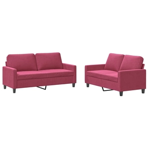 vidaXL Ensemble de canapés 3 pcs avec coussins Rouge bordeaux Velours pas cher