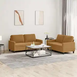 vidaXL Ensemble de canapés 2 pcs avec coussins Marron Velours pas cher