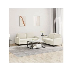vidaXL Ensemble de canapés 2 pcs avec coussins Crème Velours pas cher