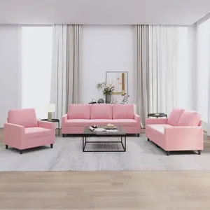 vidaXL Vidaxl Ensemble De Canapés 3 Pcs Avec Coussins Rose Velours pas cher