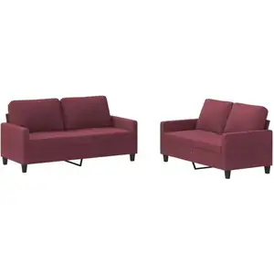 vidaXL Ensemble de canapés 2 pcs avec coussins Rouge bordeaux Tissu pas cher