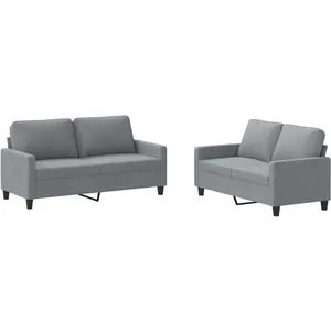 vidaXL Ensemble de canapés 2 pcs avec coussins Gris clair Tissu pas cher