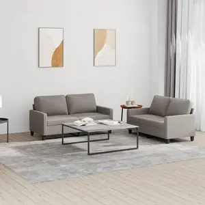 vidaXL Ensemble de canapés 2 pcs avec coussins Taupe Tissu pas cher