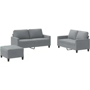 vidaXL Ensemble de canapés 3 pcs avec coussins Gris clair Tissu pas cher