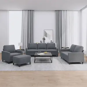 vidaXL Ensemble de canapés 4 pcs avec coussins Gris foncé Velours pas cher