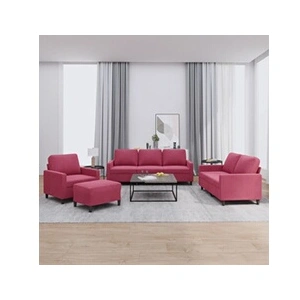 Comparateur de prix : vidaXL Ensemble de canapés 4 pcs avec coussins Rouge bordeaux Velours