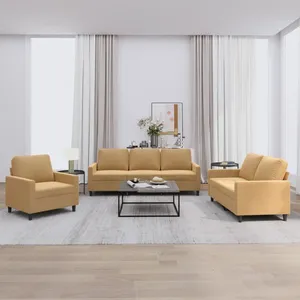 vidaXL Ensemble de canapés 3 pcs avec coussins Marron Velours pas cher
