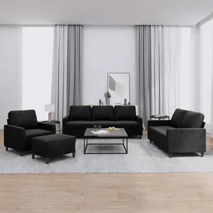 vidaXL Ensemble de canapés 4 pcs avec coussins Noir Velours pas cher