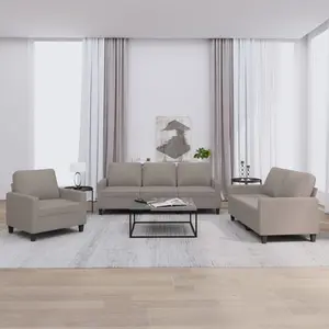 vidaXL Ensemble de canapés 3 pcs avec coussins Taupe Tissu pas cher