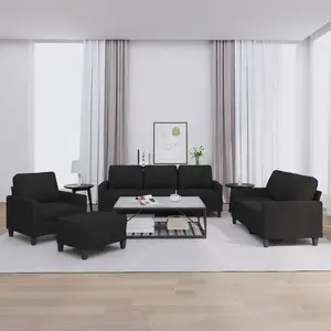 vidaXL Ensemble de canapés 4 pcs avec coussins Noir Tissu pas cher
