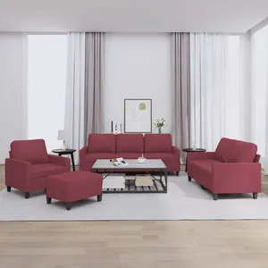 vidaXL Ensemble de canapés 4 pcs avec coussins Rouge bordeaux Tissu pas cher
