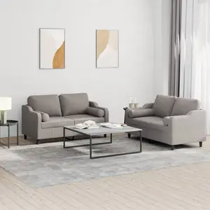 vidaXL Ensemble de canapés 2 pcs avec coussins taupe tissu pas cher