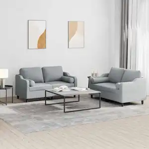 vidaXL Ensemble de canapés 2 pcs coussins gris clair tissu pas cher