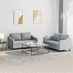 vidaXL Ensemble de canapés 2 pcs avec coussins Gris clair Tissu pas cher