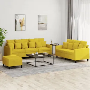 vidaXL Ensemble de canapés 3 pcs avec coussins Jaune Velours pas cher