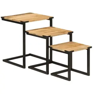 Comparateur de prix : vidaXL Tables basses gigognes 3 pcs bois massif de manguier et fer