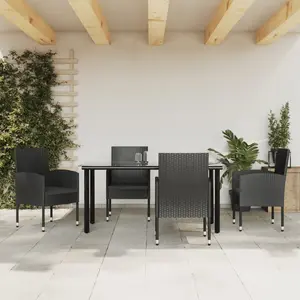 vidaXL Ensemble à manger de jardin 5 pcs noir résine tressée et acier pas cher