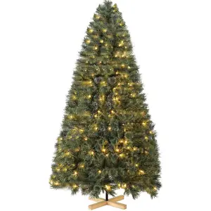 Sapin de Noël artificiel 210 cm   Économique   Avec éclairage LED   Br... pas cher