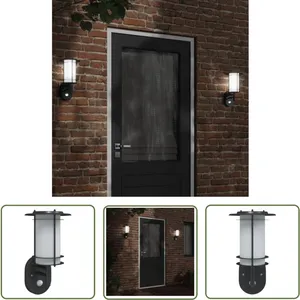 Applique murale d'extérieur avec capteur noir acier inoxydable - Appli... pas cher
